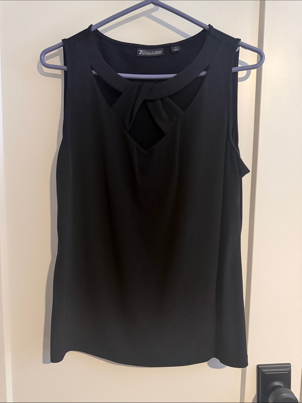 7th Avenue Black Sleeveless Knot-Front Blouse